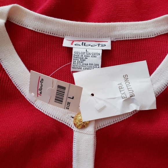 Talbots Classic Red Fine Knit Cardigan Sweater - Picture 5 of 14